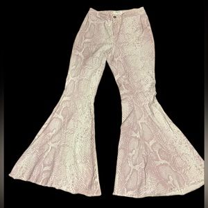 Snake print flare jeans